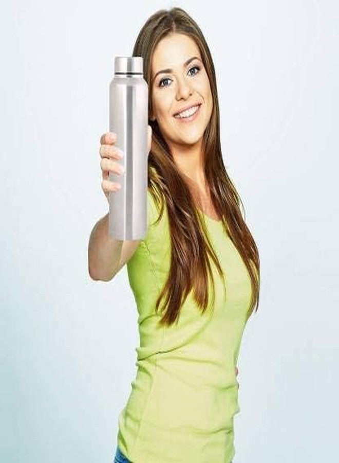 DARAZ مجموعة زجاجات مياه داراز من الفولاذ المقاوم للصدأ، 3 قطع، سعة كل زجاجة 1 لتر، فضية اللون، عصرية، مانعة للتسرب، قابلة لإعادة الاستخدام، مناسبة للنادي الرياضي، المكتب، المنزل، ركوب الدراجات، والرياضات الأخرى، سعة 1000 مل، مصنوعة من الفولاذ المقاوم للصدأ - Image 4